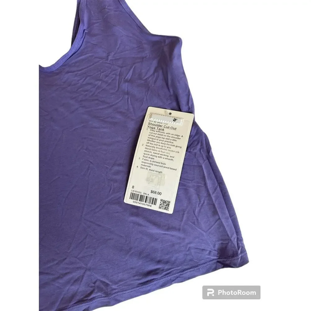 *NWT, Lululemon, Women, Shoulder Cut-Out Yoga Tank, Sz 8, Purple - Picture 2 of 4